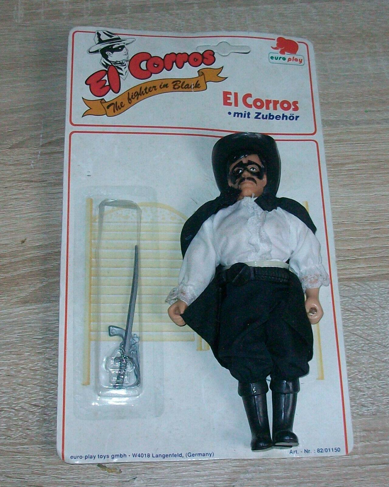 Vintage 1980s El Corros the Fighter in Black 6 Inch Figure 